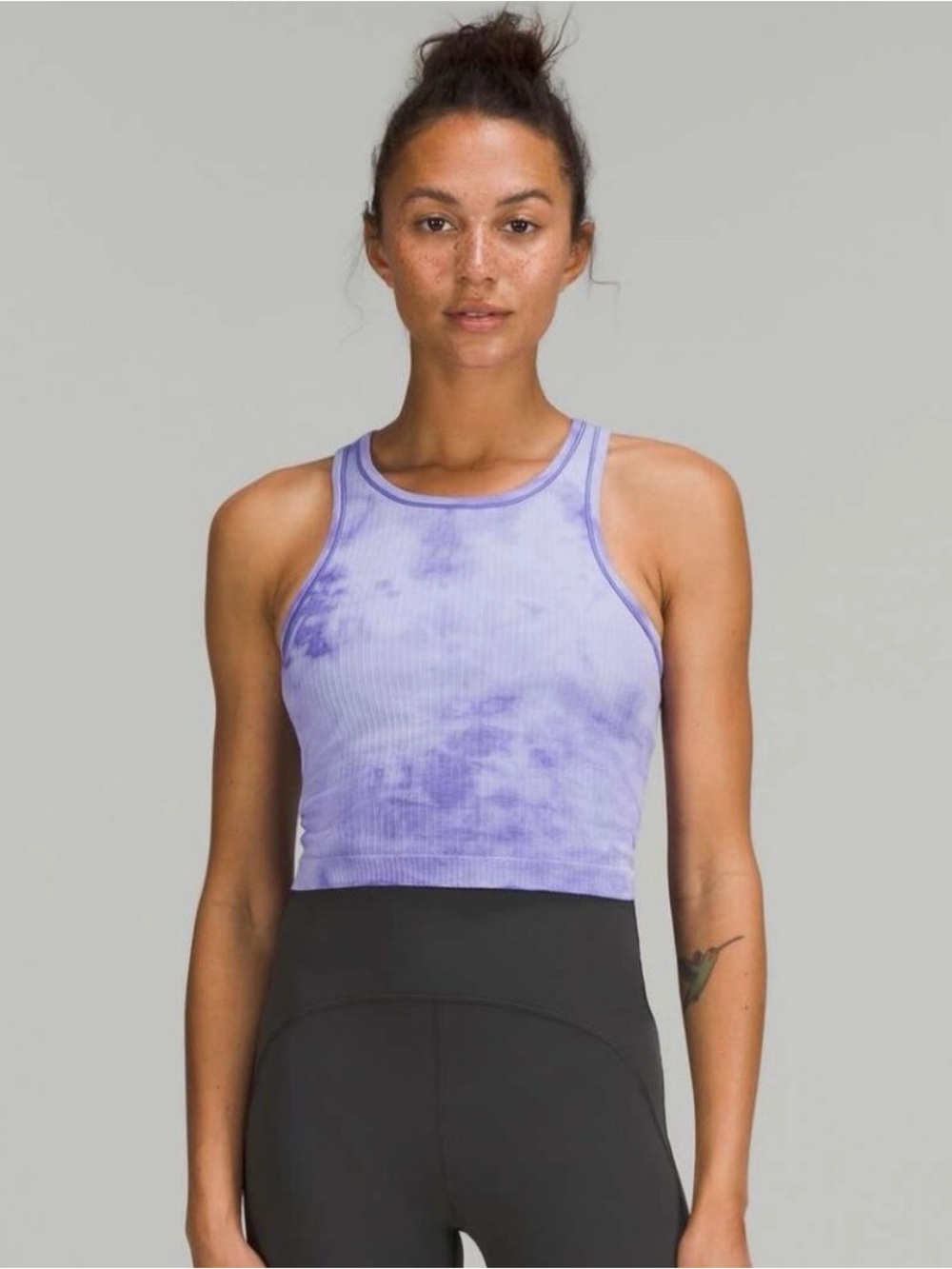 Lululemon Purple Tie Dye Ribbed Racerback Tank Top Built-In Bra